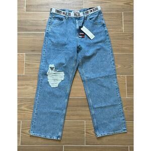 TOMMY HILFIGER Baggy Jeans Men’s SIZE 33X30 Distressed Skater Waistband
